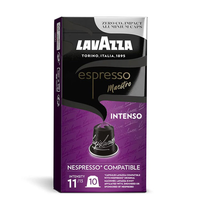 Lavazza espresso intenso aluminio cápsulas compatibles con nespresso 10 por paquete