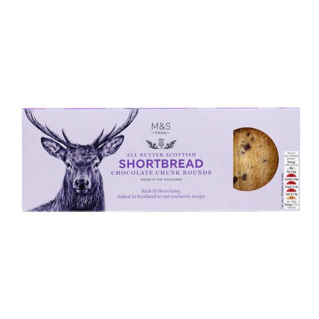 M & S All Butter Choc Chunk Shortbread Runden 175g