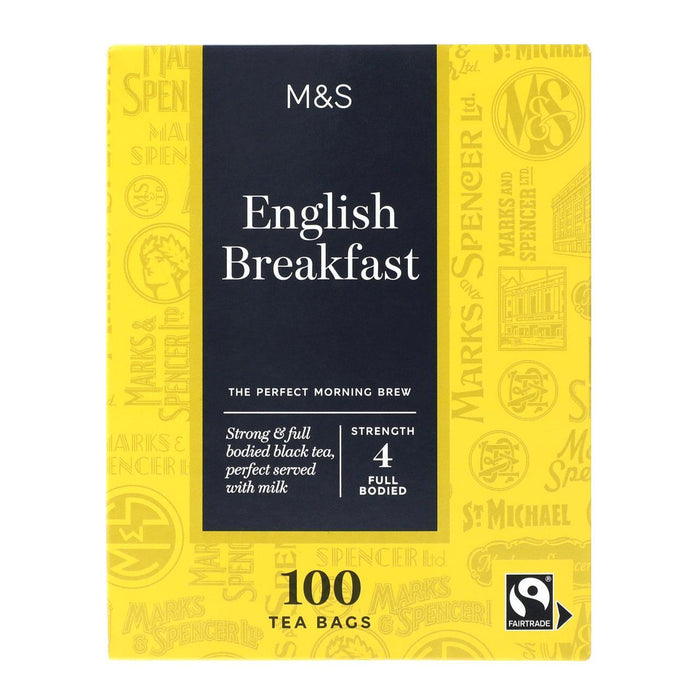 Sacs de thé de petit-déjeuner anglais M&S Fairtrade 100 par paquet