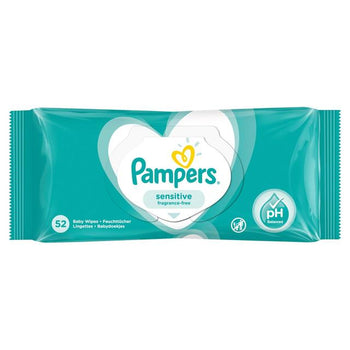 Toallitas húmedas para bebés Pampers Sensitive 52 por paquete 