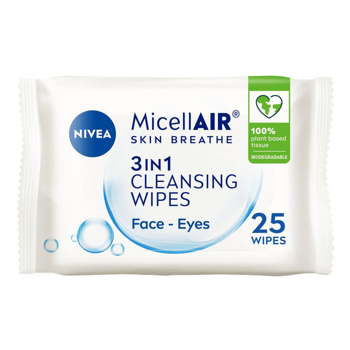 NIVEA Biodégradable Micellair Nettoying Face Wipes 25 par pack