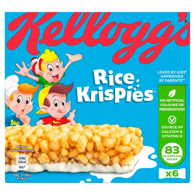 Barritas de leche con cereales Rice Krispies de Kellogg's 6 x 20 g 